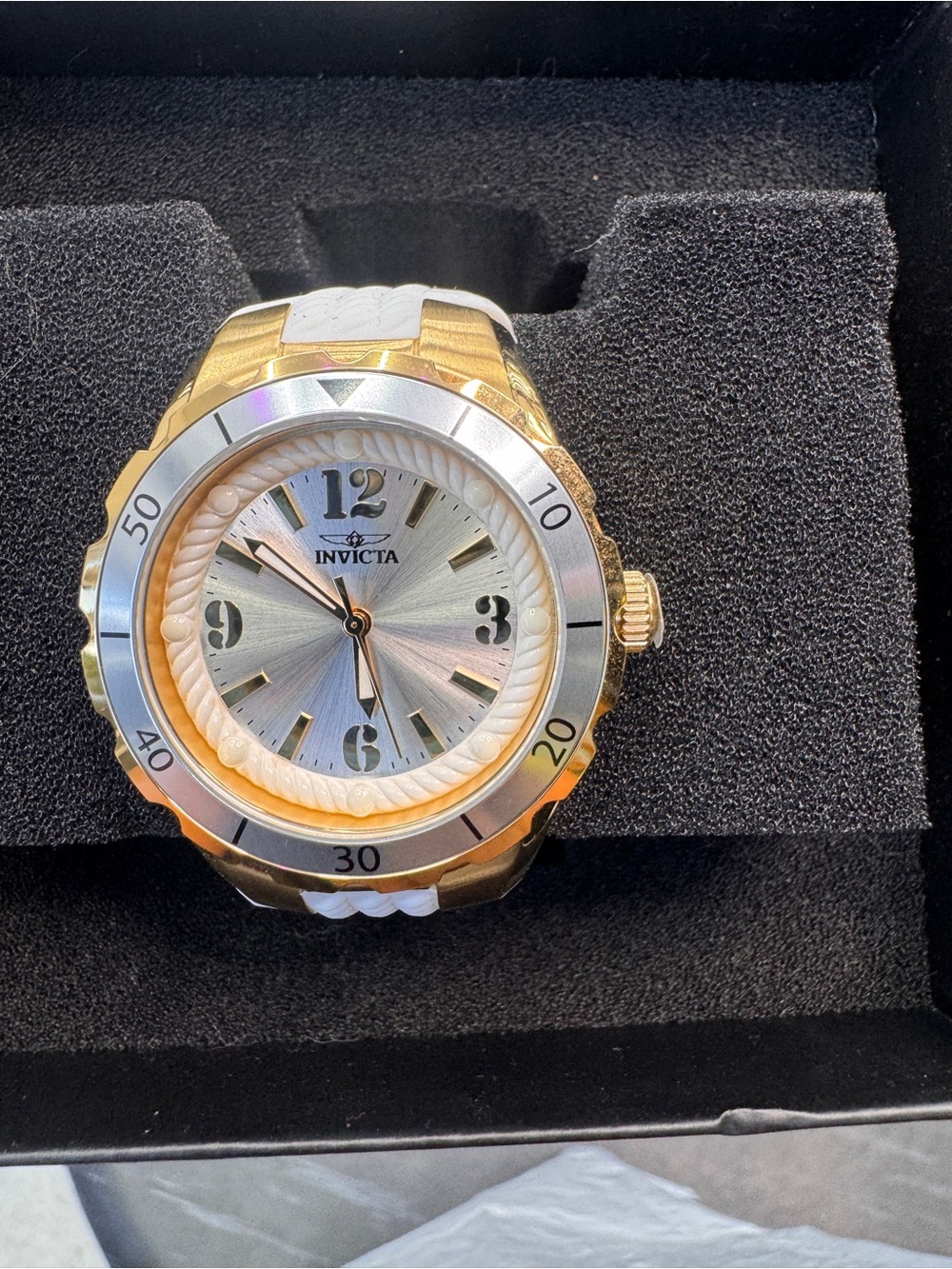 Invicta Gold and White Stainless Steel Analog Ladies Watch